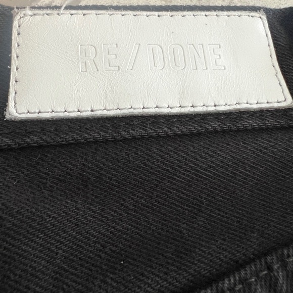 Re/Done High Rise Ankle Fray Crop Stretch Button Fly Black Jeans Size  25 - Picture 4 of 8